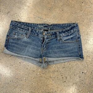 Low rise blue denim shorts denimshorts
